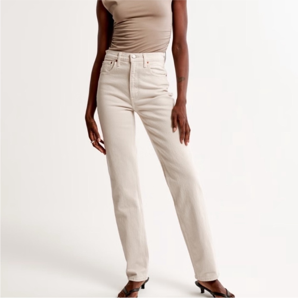 Abercrombie & Fitch High Rise Cream Jeans